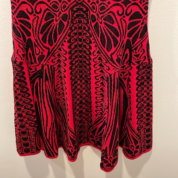 RVN Red and Black Abstract Fit and Flare Dress, Size Small - Picture 4 of 15